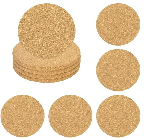 Pizsieat 20 Stück Topfuntersetzer Kork Korkuntersetzer Rund 10cm Dm 5mm Dick Natur Wiederverwendbar Kork Untersetzer topf Bar, Home Restaurant Büro