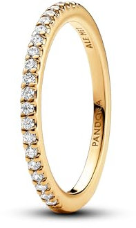 PANDORA Timeless Funkelnder Band-Ring aus Sterling Silber mit vergoldeter Metalllegierung, Cubic Zirkoniastein verziert, Größe: 54, 162999C01-54