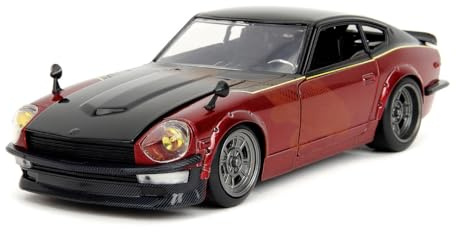 Jada Toys Fast and Furious modellbil 1972 Datsun 240Z (röd) – film bil tillverkad av Fast X med delar för öppning, skala 1:24 (20 cm), för fans och samlare från 8 år