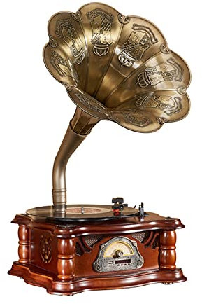 Grammofono vintage, ornamenti nostalgici in stile europeo con suono Bluetooth, giradischi in vinile creativo in stile americano e fonografo vecchio stile per soggiorno