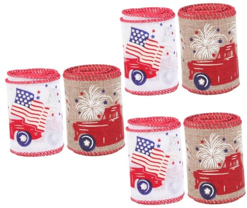 VILLCASE 6rollen Patriotisches Unabhängigkeitstag Band Amerikanische Flagge Dekorationsbänder Für Feierliche Anlässe Kranz- Und Festlichkeiten Strapazierfähiges Material Für Und