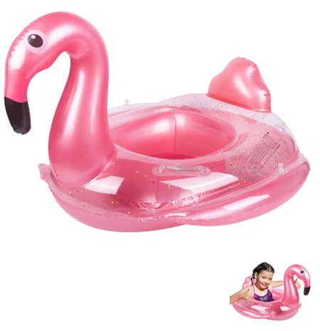 Baby Swimming Float, Baby Inflatable Pool Float with Seat for 6-36 Months, Baby Girl Inflatable Baby Swimming Ring Pool Float for Infant Toddler Kids 1-3 Years (Flamingo)