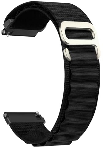 CeiBand Alpine Loop nylonarmband kompatibelt med 20 mm, 22 mm, G-krok rostfritt stål metallspänne, sportklockarmband för män och kvinnor, ersättningsband för 20 mm, 22 mm – (22 mm svart)
