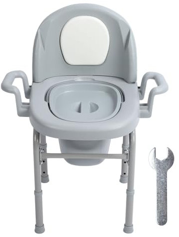 Sonew Toilettenstuhl, Höhenverstellbarer Nachttisch-Toilettenstuhl mit Breiten Armlehnen, Geeignet für Behinderte und ältere Menschen