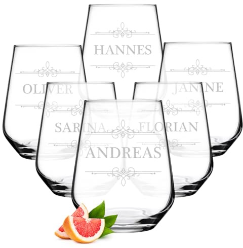 polar-effekt Wasser Gläser 6er-Set für Getränke mit personalisierter Gravur - elegante Trinkgläser mit Namen - Saftglas für kalte Getränke - ideal als Geschenk