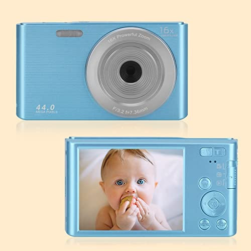 AUBEST Videocamera Videocamere digitali vintage da 44 MP Registrazione time-lapse Videocamera fotografica 4K Videoregistratore compatto Vlog for regalo for bambini(No SD Card,Blauw)