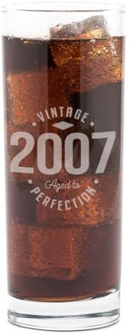 Dust and Things Vintage Aged to Perfection Highball Glass, Engraved Birth Year 1934-2007, 25.5 cm (2007)