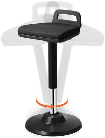 VEVOR Silla Activa con Asa Altura Regulable 62,5-87,5 cm, Silla Giratoria Hecha de Tela Elástica y Espuma de 45 mm Ángulo de Inclinación de 8° para Niños de 12 a 18 Años en Escuelas, Hogares, Negro
