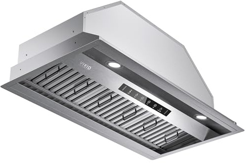 VIKIO HOME Range Hood Insert 36Inch,Built-in Kitchen Hood with 980 CFM, Ducted/Ductless Convertible Duct,Stainless Steel Kitchen Vent Hood/Gesture/Touch Control, 2 Pcs Baffle Filters with Handlebar