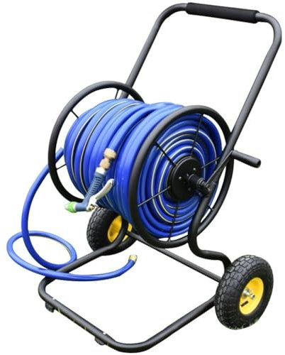 LULUMAIC Carrello avvolgitubo Supporto per stoccaggio Tubi dell'Acqua a Spinta Manuale, Carrello per Tubo dell'Acqua con Ruote, Carrello per Tubi da Esterno per carichi Pesanti, Avvolgitubo da