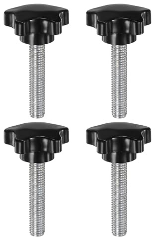 QUARKZMAN 4 Stück Rändelschraube M10 x 50mm Flügelschrauben mit Gewinde, Verzinkte Kohlenstoffstahl Knebelschraube 39mm Rund Klemmschraube Sterngriffschraube Klemmhebel für Möbel Maschine