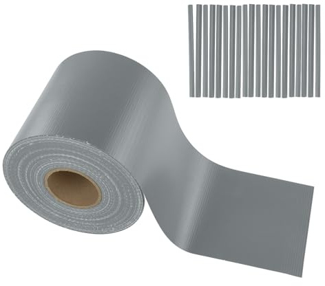 Stabilo Befestigungstechnik Sichtschutzstreifen 35m x 19cm + 20 Clips (450gr/m²) | Sichtschutz, Zaunblende, Zaunfolie für Doppelstabmatten (grau - RAL 7040)