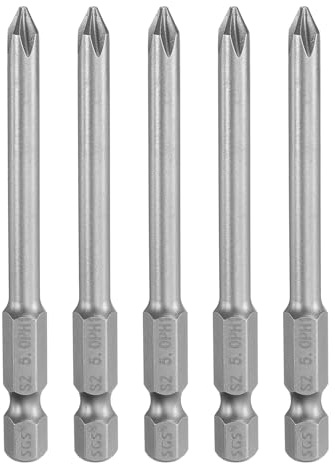 QUARKZMAN 5pz Bit Cacciavite a Croce PH1#1 1/4 Attacco Esagonale 3 (75mm) Lungo Acciaio S2 Magnetica di Grado Industriale per Cacciavite Elettrico 0.197 (5mm) Asta