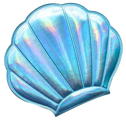 Ipetboom Klappbarer Doppelseitiger Spiegel Muschelform Tragbarer Hologrammspiegel Aus Puleder Für Mädchen Frauen Damen Blau