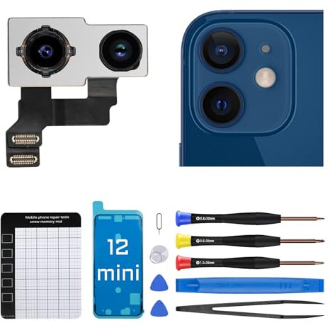 DGSCSMY Caméra arrière de rechange pour iPhone 12 Mini avec kit d'outils de réparation complet