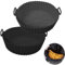 2PCS Round Silicone Air Fryer Liner for 3.8-5L, Ninja AF100UK & T17021 Silicone Liners,Reusable Air Fryer Accessories Food Grade Liner,Compatible with Ninja, Tower, COSORI, Tefal, Aigostar (Black)