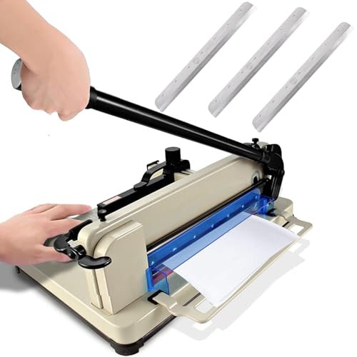 Guillotine Papierschneider, schneidet bis zu 400 Blatt, A3 Industrietrimmer mit Sicherheitsschutz und Klingenverriegelung, inklusive 3 extra Klingen