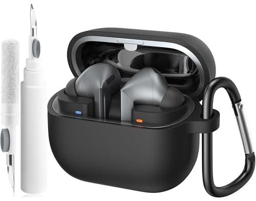 Case for Samsung Galaxy Buds 3 /Buds 3 Pro with Cleaner Pen, Silicone Protective Cover for Buds 3 Generation with Hook, Supports Wireless Charging, LED Front Visible