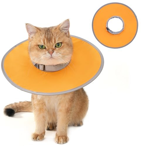 Avont Anti-slickande kattkrage, anti-skrapa huvud, justerbar och vikbar, mjuk elisabetansk återhämtning halsband för katter och små hundar - orange (L)
