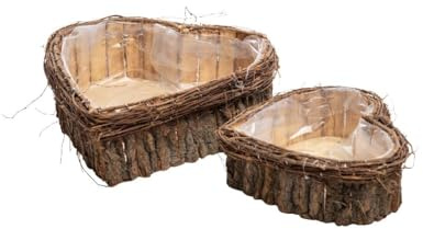 Pflanzherz aus Holzrinde I 2er Set I 23 + 34 cm I Holzherz zum Bepflanzen
