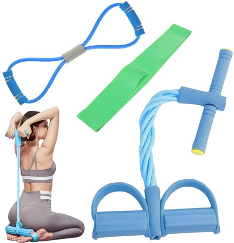 FAINCA 1 banda de resistencia de pedal con mango y 2 cuerdas de tensión para hombres y mujeres, banda de resistencia de pedal con asas de espuma para entrenamiento de brazos, hombros, abdominales
