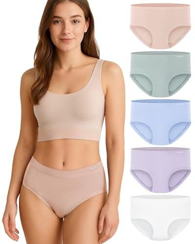 Gladbecke Culotte Femme Bambou Doux - 94% Bambou & 6% Élasthanne, Plat Confortable Stretch Slips, Lot de 5