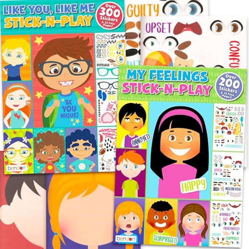 Social Emotional Learning Sticker Books for Kids - Bundle 2 SEL Create a Face Stickers for Teaching Emotions | ABCs of Emotion for Boys, Girls