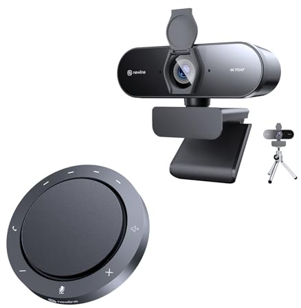 N newline Professionelles Videokonferenz-Set – 4K Webcam mit PDAF Autofokus & Konferenzlautsprecher mit Mikrofon (Bluetooth/USB)