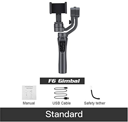 F6 3 Axis Gimbal Estabilizador de Mano Teléfono móvil Grabación Video Smartphone for cámara acción Vlog Live Transmisión en Vivo(F6 Standard)