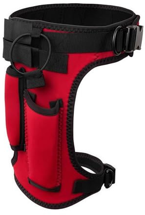 zeryor Neoprene Scuba Diving Knife Holder, Adjustable Elastic Thigh Knife Holster Leg Strap Wrap Sheath with 2 Pockets for Diving Snorkelling Rafting Fishing Hiking Boating (Red)