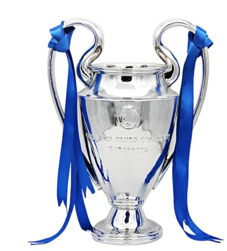 Haobook Fotbollsmästerskap Trofé Replika, Liga Champion Pokal, Anpassningsbar Silver Resin Samlarobjekt för Fans, Kontor Bar Vitrin Souvenir Hyll Dekor,15cm