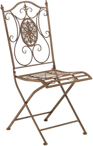 CLP Gartenstuhl Sibell im Landhausstil, aus Metall mit klappbarem Design, ideal für Terrasse oder Balkon, in 6 Farben erhältlich | Farbe antik braun