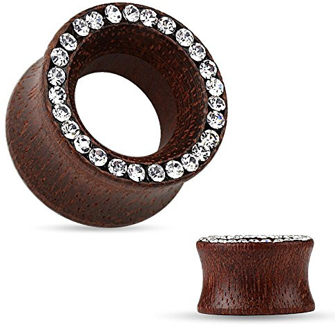 eeddoo Flesh Tunnel Plug Kristall Braun Holz