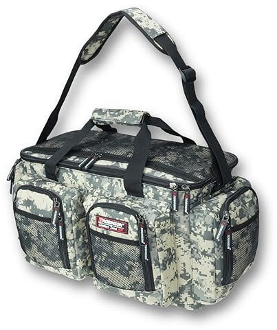 Robinson Angeltasche - Tackletasche mit Schaumpolsterung, Strapazierfähiges Reißfestes Material, Verstellbarer Tragegurt, Mehrere Außentaschen - Camo Voyager (XL (39L) - 61x24x37cm)