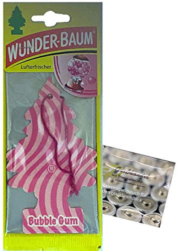 Wunderbaum 24er-Box Original Lufterfrischer Bubble Gum Duftbaum inkl. 1 x Glasreinigungstuch von SP Großhandel Gratiszugabe