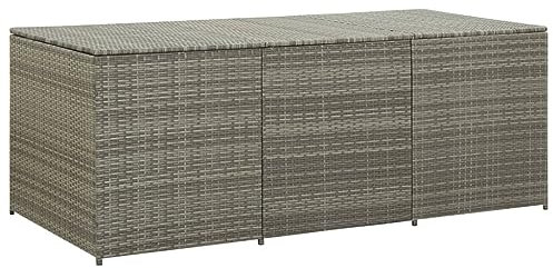vidaXL Gartenbox Auflagenbox Kissenbox Kiste Gartentruhe Truhe Box Aufbewahrungsbox Auflagenkiste Garten Poly Rattan 180x90x70cm Grau