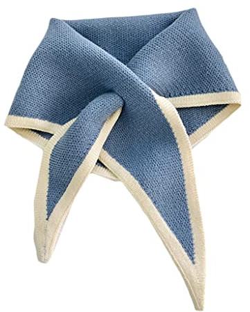 Max-Tonsen Triangle Scarfs For Women Neck Scarf For Women Cross Scarf For Women Korean Version Knitted Wool Collar Cross Scarf,Mini Scarf,Blue