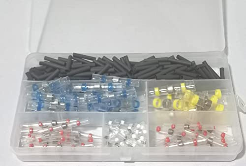 Dongge 26-14 AWG Lötkabelstecker Stecker Schrumpfverbinder 100St+Schrumpfschlauch 200 Stück Schrumpfverbinder Kabelschuhe Quetschverbinder Set