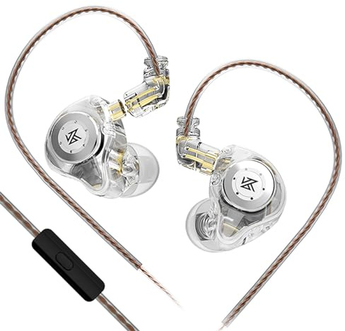 keephifi KZ EDX Pro Écouteurs Intra-Auriculaires avec Microphone, écouteurs KZ IEM avec Double Son stéréo HiFi DD, écouteurs filaires, in Ear Monitor, écouteurs antibruit (Blanc, avec Micro)