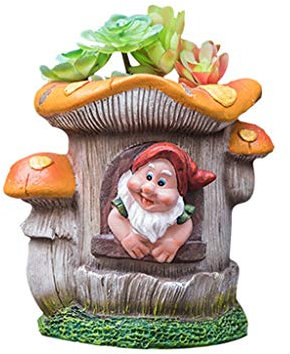 PEPDRO Nain Succulent Flower Pot Creative Personnalité Balcon Arrangement De Jardin Jardin Elf Décoration Dessin animé Décoration (Color : Orange)