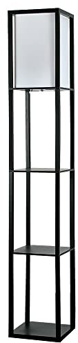 MiniSun | Black Wooden Floor Lamp with Shelves | Floor Lamps & Torchieres, Home Décor & Improvement Essential | Includes 10W GLS Bulb [3000K Warm White]
