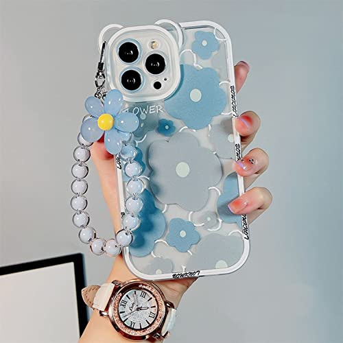 Rokmym Compatible avec Coque iPhone 11 Couverture avec Glitter Perle Bracelet Chain Strap,Case Bijoux de Telephone Cute Ours Motif Design Paillettes Pearl Femme Housse pour iPhone 11