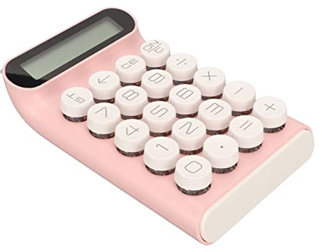 Elprico Mechanischer Schaltrechner, Taschenrechner, 10-stelliges Großes LCD-Display, Blauer Taschenrechner mit Großen Tasten für Büro, Schule, Geschäftliche Nutzung, Automatischer (Rosa)