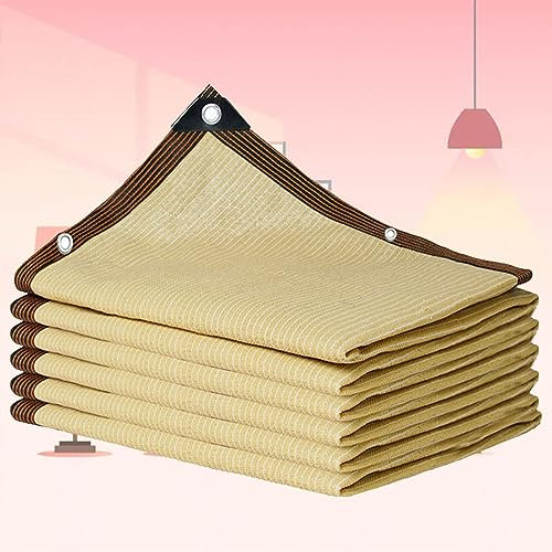 Rete Ombreggiante per Tende Sole Vele Ombreggianti Termoisolate Protezione Solare Tessuto Ombreggiante Traforato 90%-95% Resistente Ai Raggi UV Giardino, Patio, Pergola, Cortile-Sabbia,beige-3.0x3.0m