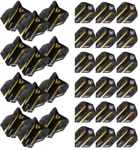 WINMAU Prism Alpha Hexagon Design Extra Dicke Dart-Flights – 10 Sets pro Packung (30 Dart-Flights insgesamt) (Schwarz & Gold)