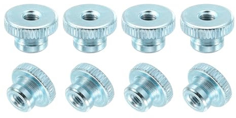 sourcing map Knurled Thumb Nuts, 8Pcs M5 Carbon Steel Nut High Head Through Hole, Light Blue