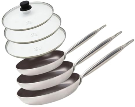 Elo 9804250 Pfannen-Set, 3-teilig, Aluminium und Glaskochdeckel, Bratpfanne, für alle Herdarten, Induktionsherde, Pfanne, ohne PFAS, Aluminium, Edelstahl, Glas, Kunststoff, 32 x 5,5 cm