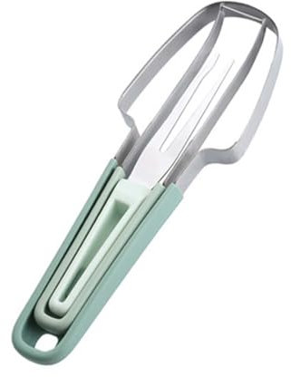 UEAVOID 3-en-1 Coupe Pastèque Rapide et Sécurisée pour Salade de Fruits,Melon Coupe-Cubes Inox Couteaux à Fruits Couteau à Pastèque Pratique Outil de Cuisine pour Découper les Melons (Vert)