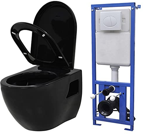 Matériel, plomberie, appareils de plomberie, toilettes et bidets, toilettes, toilettes murales avec réservoir dissimulé en céramique, noir