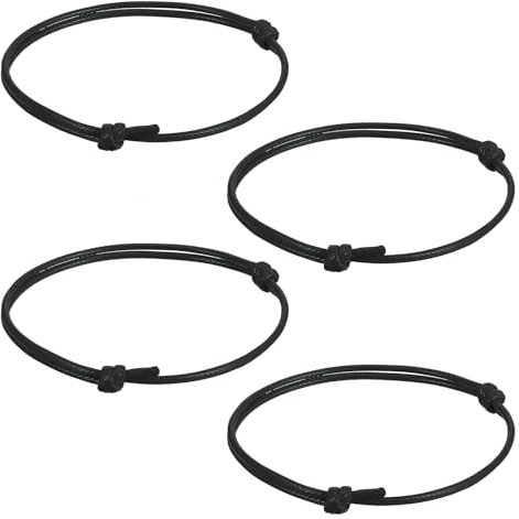 AOZUO 4 Stück Lederarmband Herren, Lederarmband Damen Geschenk für Männer und Frauen Armbänder Für Herren Armband Stoff Bracelet Damen Männer (schwarz)